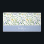 Blue Watercolor Wildflowers Desk Mat<br><div class="desc">This 31.5" x 15.5" blue and yellow boho wildflower pattern desk mat with your name in a modern and trendy script font would look beautiful on your desk,  accessorizing your living space to a new heightened look.</div>