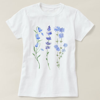 Blue Watercolor Wildflowers T-Shirt
