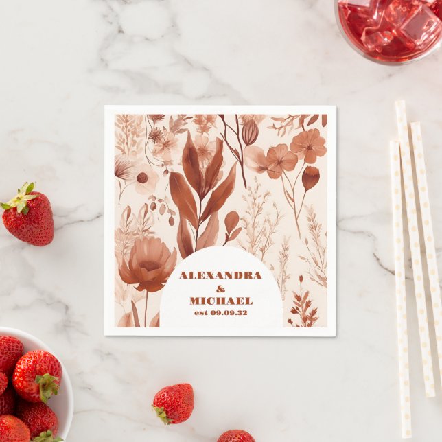 Blue Watercolor  Wildflowers Wedding Napkin (Insitu)