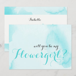 Blue Watercolor   Will you be my Flowergirl Invitation