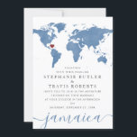 Blue Watercolor World Map Destination Wedding Invitation<br><div class="desc">Light Muted Dusty Blue Periwinkle Watercolor World Map travel theme destination wedding invitation with a moveable heart location and chic elegant typography. Inspire your guests to travel to your wedding abroad, be it a tropical, beach, island, city, mountain or eco travel destination wedding location anywhere in the world. Check the...</div>