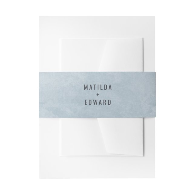 Blue watercolor world map wedding invitation belly band (Front Example)