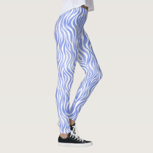 Blue Watercolor Zebra Pattern Leggings