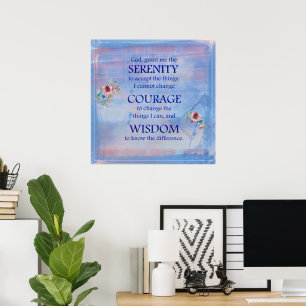 Blue Watercolors Serenity Prayer Poster