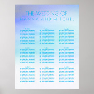 Blue Watercolors Wedding Seating Chart