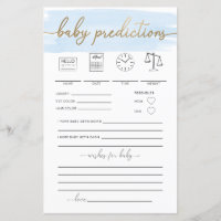Blue Watercolour Baby Predictions Game