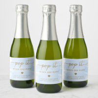 Blue Watercolour Baby Shower Favour Sparkling Wine