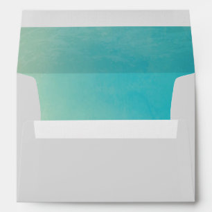 Blue Watercolour Beach Wedding Pre addressed Envelope