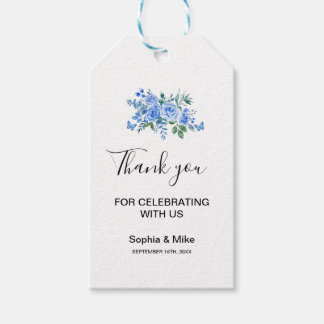 Blue Watercolour Floral and Butterflies Wedding Gift Tags