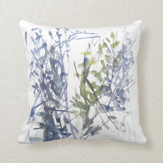 Blue watercolour flowers throw pillow
