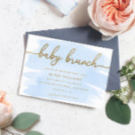 Blue Watercolour Gold Baby Brunch Invitation<br><div class="desc">This baby brunch invitation features a timeless watercolour design with a faux gold foil heading. The gold heading is not editable but all other text can be customised to suit your event.</div>