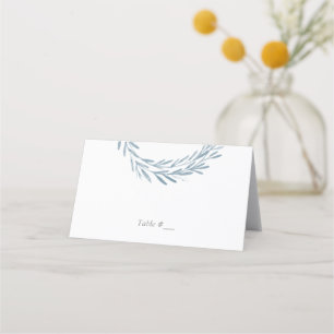 Blue Watercolour Leaf Element Wedding Escort Card/ Place Card