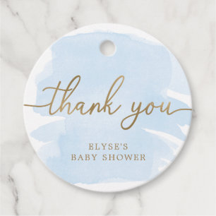 Blue Watercolour Thank You Favour Tag