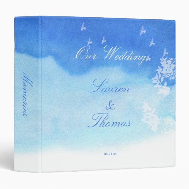 Blue Watercolour & White Doves Binder (Front/Spine)