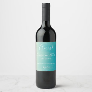 Blue Watercolour Wine Bottle label