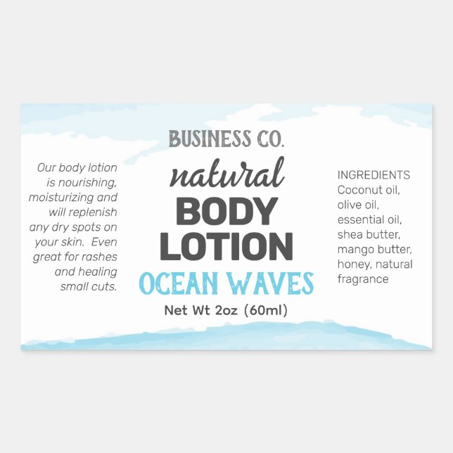 Blue Watercolour Wraparound Product Label (Front)