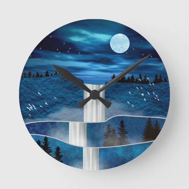Blue Waterfall Round Clock (Front)