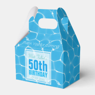 Blue Waterpool 50th Birthday Party Gable FB Favor Box