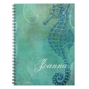 Blue Waters, Seahorse and Flourish Notebook