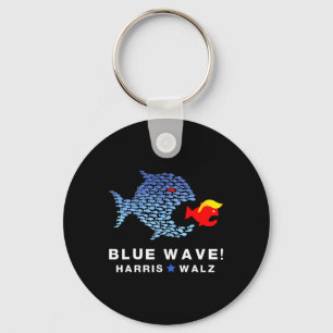 Blue Wave 2024 Funny Big Fish Eat Little Fish Trum Keychain