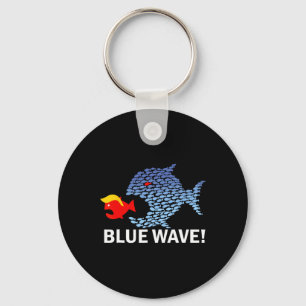 Blue Wave 2024 Funny Big Fish Eat Little Fish Trum Keychain