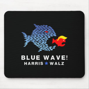 Blue Wave 2024 Funny Big Fish Eat Little Fish Trum Mouse Pad