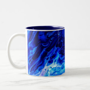 Blue Wave Abstract Art Two-Tone Coffee Mug
