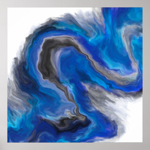 Blue Wave Abstract Digital Painting Poster
