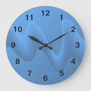 Blue Wave Abstract Image Design. Large Clock