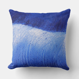 Blue Wave Abstract Painted Ocean Sea Painting Throw Pillow