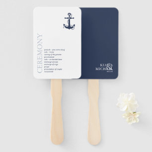 Blue Wave Anchor Wedding ID836 Hand Fan