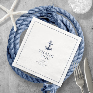 Blue Wave Anchor Wedding Thank You V2 ID836 Napkin