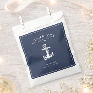 Blue Wave Anchor Wedding Thank You V3 Wt/Bl ID836 Favour Bag