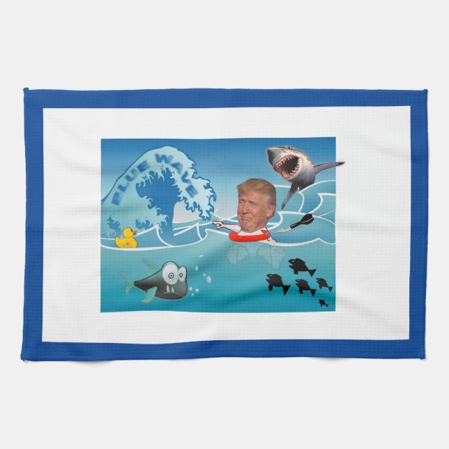 Blue wave / Anti Trump, Kitchen Towel (Horizontal)
