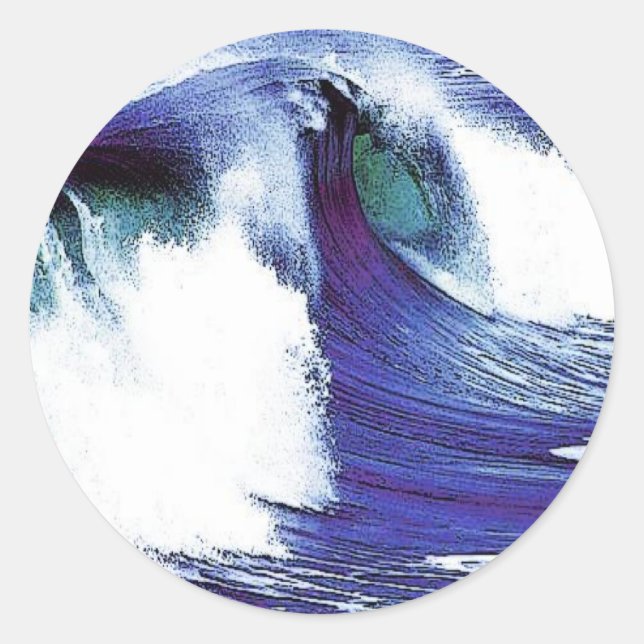Blue Wave Classic Round Sticker (Front)