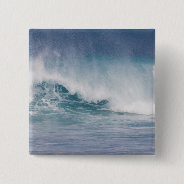 Blue wave crashing, Maui, Hawaii, USA 3 2 Inch Square Button (Front)