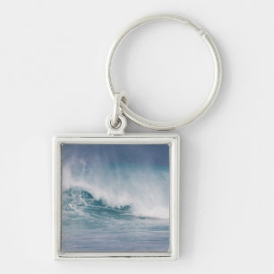 Blue wave crashing, Maui, Hawaii, USA 3 Keychain