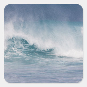 Blue wave crashing, Maui, Hawaii, USA 3 Square Sticker
