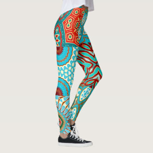 BLUE WAVE DESIGNER COLLAGE LEGGINGS