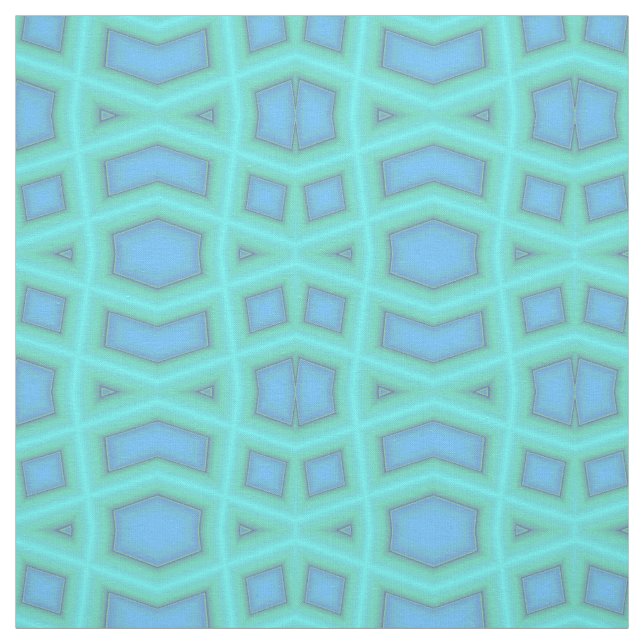 Blue Wave Diamond Geometric Print Pattern Fabric (Swatch)