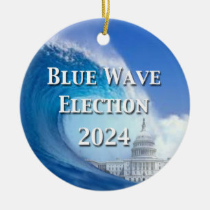 Blue Wave Election 2024 Ceramic Ornament