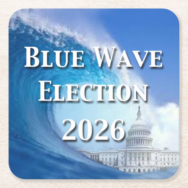 Blue Wave Election 2026 Square Paper Coaster (Front)