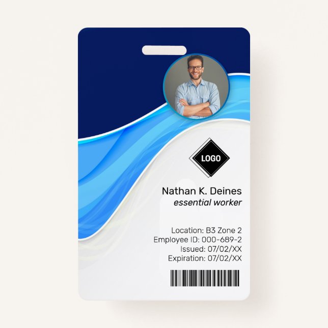 Blue Wave | Employee Photo ID Company Security Badge (Front)