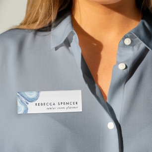 Blue Wave Geode Name Tag