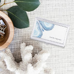 Blue Wave Geode | Personalized Business Card Holder<br><div class="desc">Elegant white and silver business card holder features your name and/or business name in the lower right corner,  accented by a thin white frame border and geode agate slice illustrations in ethereal pale blue watercolor. Matching business cards and accessories also available.</div>