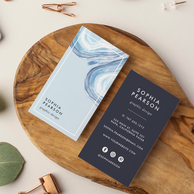 Blue Wave Geode | Vertical Social Media Business Card (Creator Uploaded)