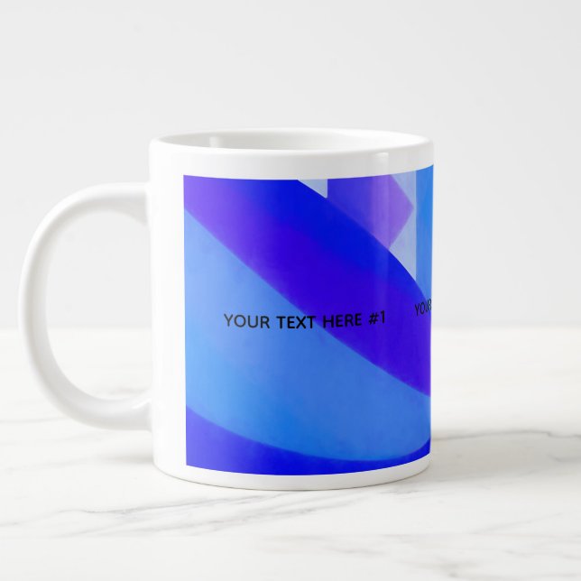 Blue Wave Geometric Abstraction Large Coffee Mug (Left)