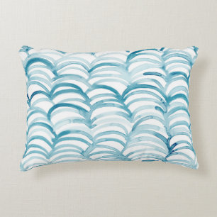 Blue Wave Japanese Style PatternIllustration Accent Pillow