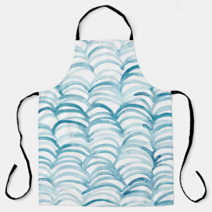 Blue Wave Japanese Style PatternIllustration Apron