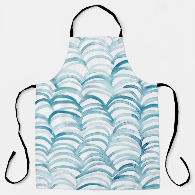 Blue Wave Japanese Style PatternIllustration Apron (Front)